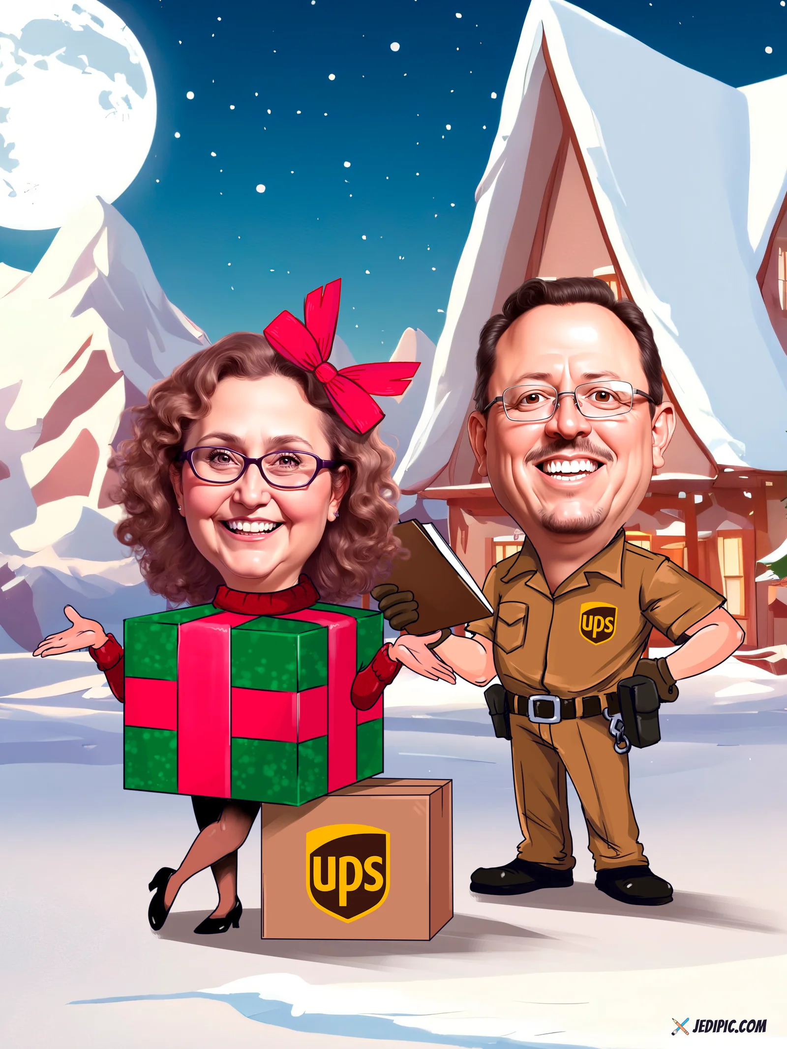 Custom Couple Caricature from Photo - Loving Duo Anniversary Gift
