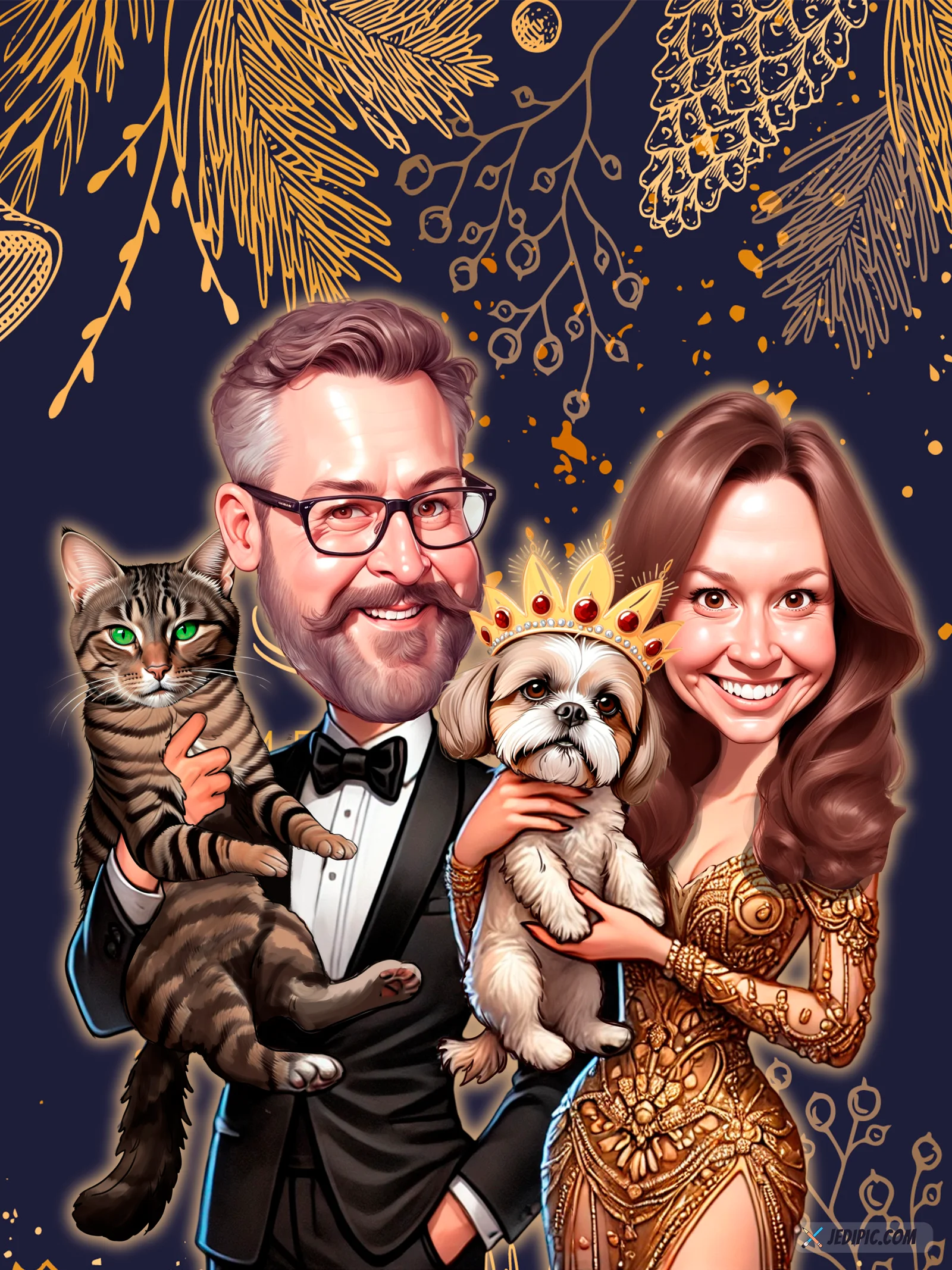 Custom Couple Caricature from Photo - Newlyweds Wedding Gift