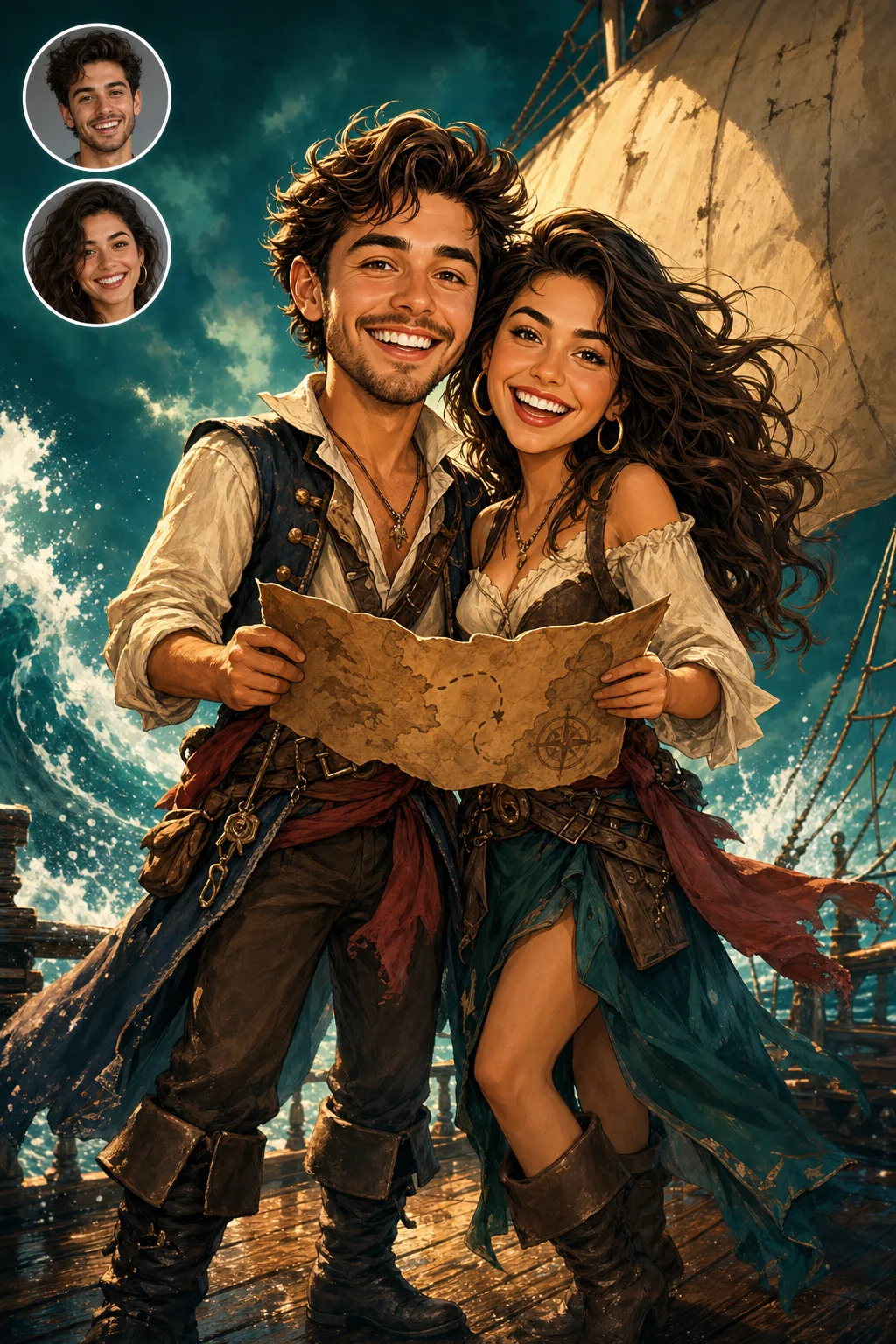Custom Couple Caricature from Photo - Long-Term Couple Anniversary Portrait Gift
