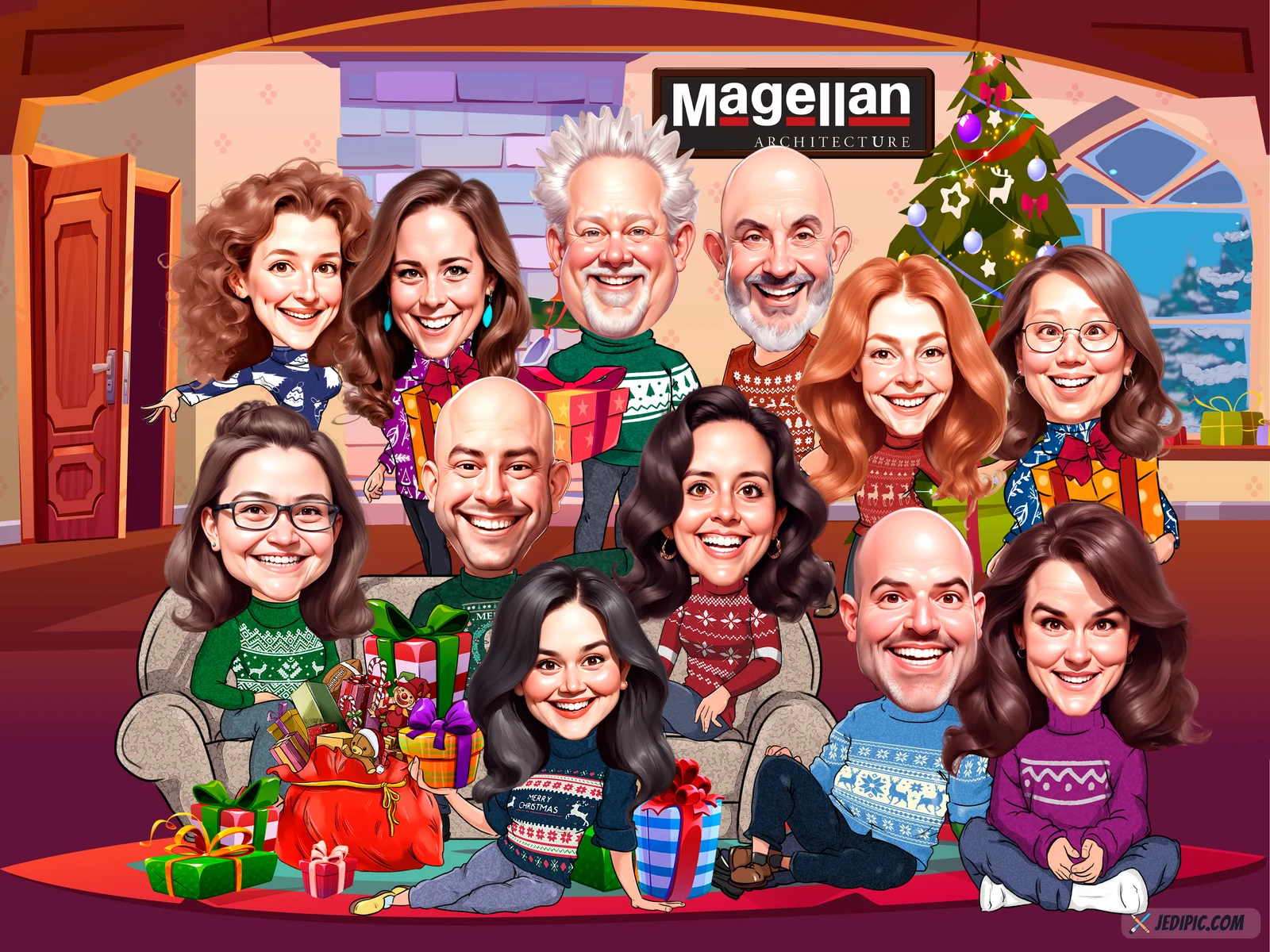 Custom Corporate Team Caricature from Photo - Startup Squad Founders Day Gift