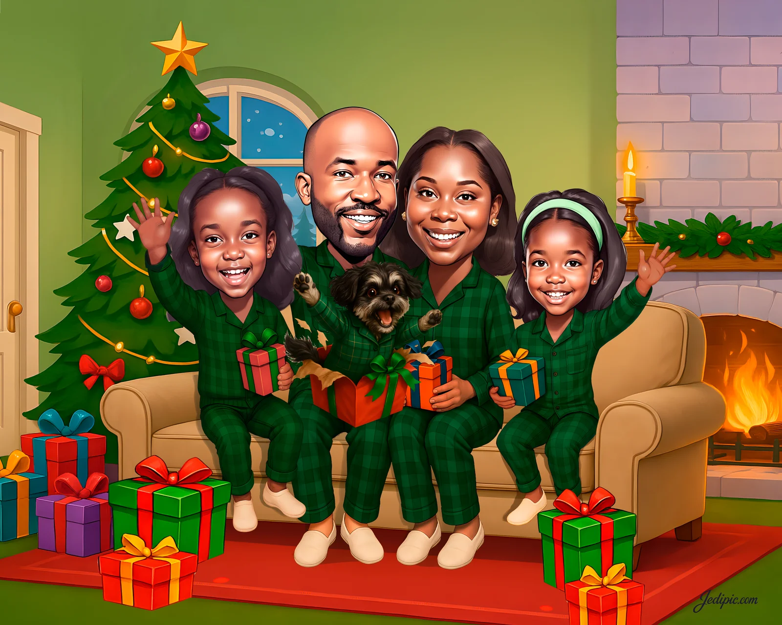 Custom Family Caricature from Photo - Blended Family Family Bonding Gift