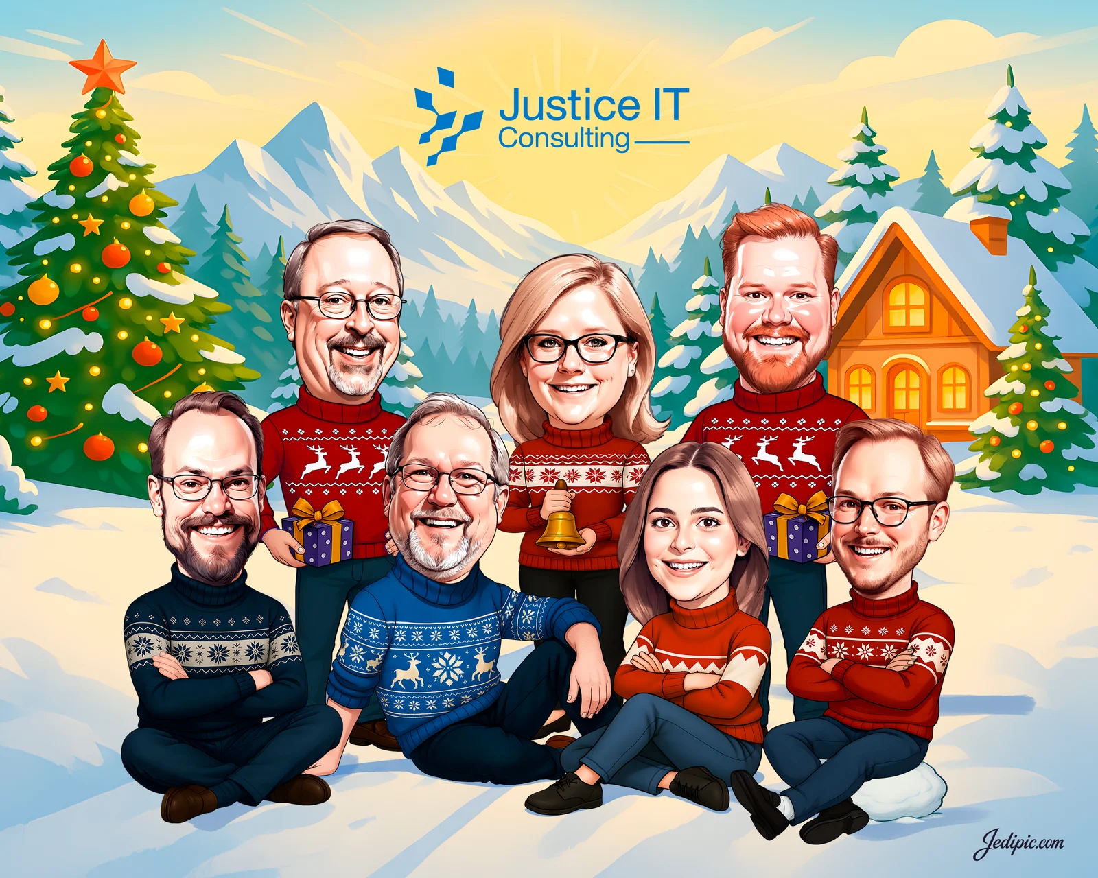Custom Corporate Team Caricature from Photo - Executive Team Leadership Offsite Gift