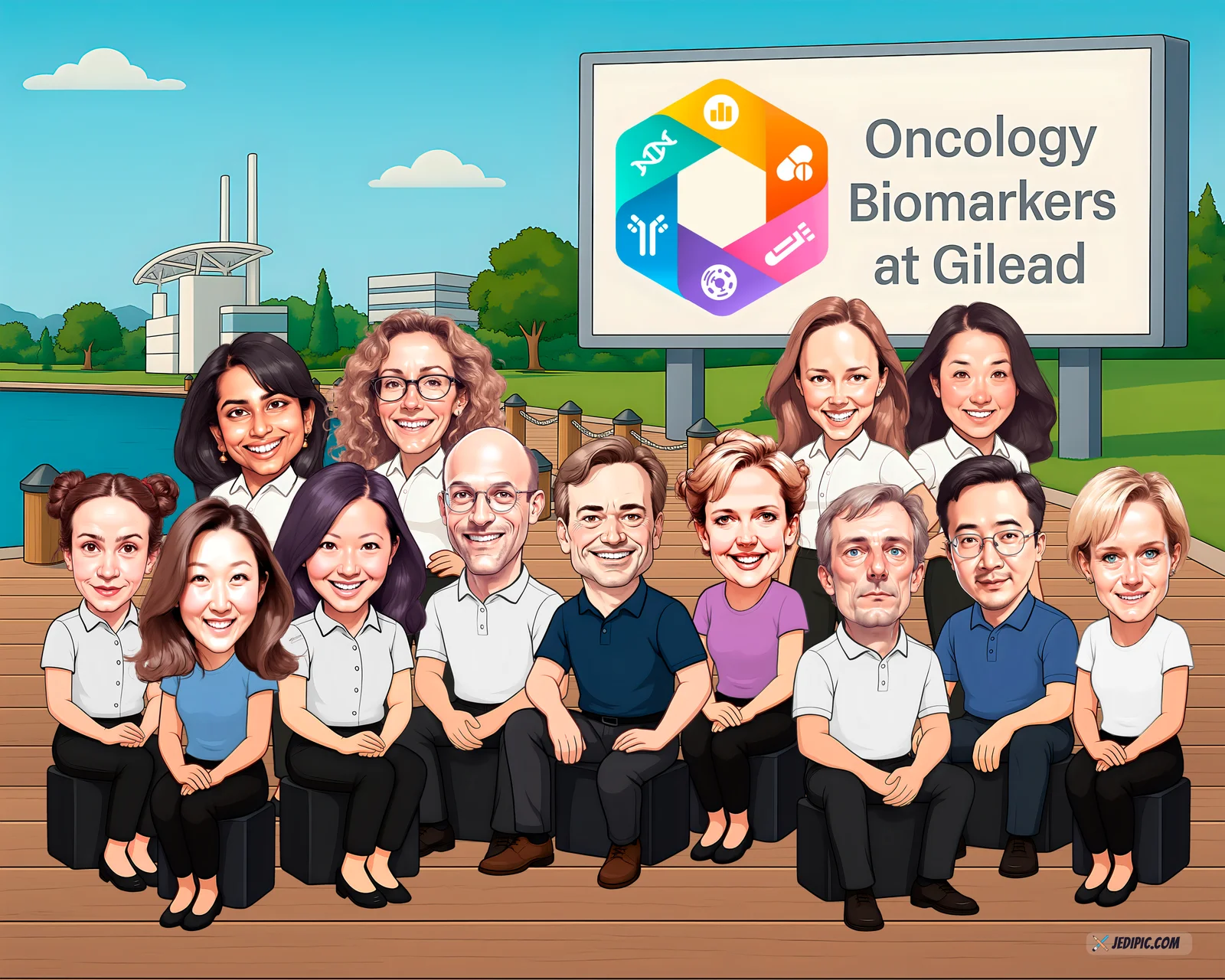 Custom Corporate Team Caricature from Photo - Medical Team Nurse Appreciation Gift