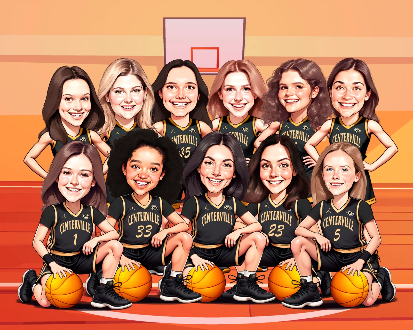 Custom Basketball Caricature from Photo - College Player Hoops Gift