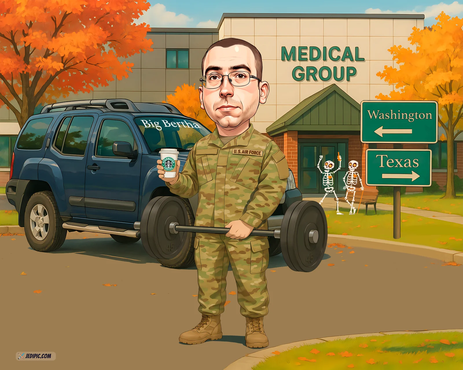 Custom Air Force Caricature from Photo - Pilot Air Force Gift