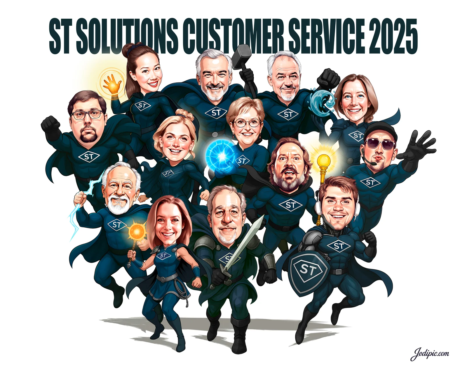 Custom Corporate Team Caricature from Photo - Marketing Team Campaign Win Gift