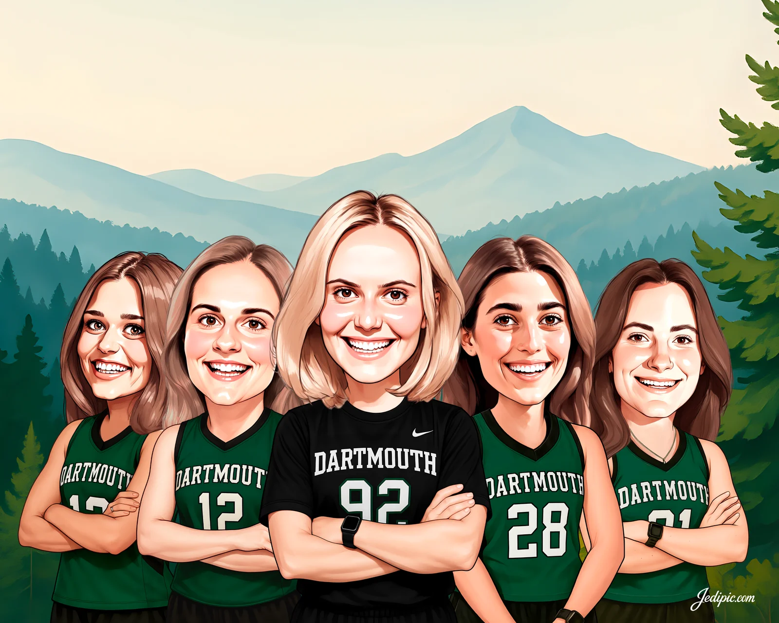 Custom Sports Team Caricature from Photo - Team Squad Team Gift