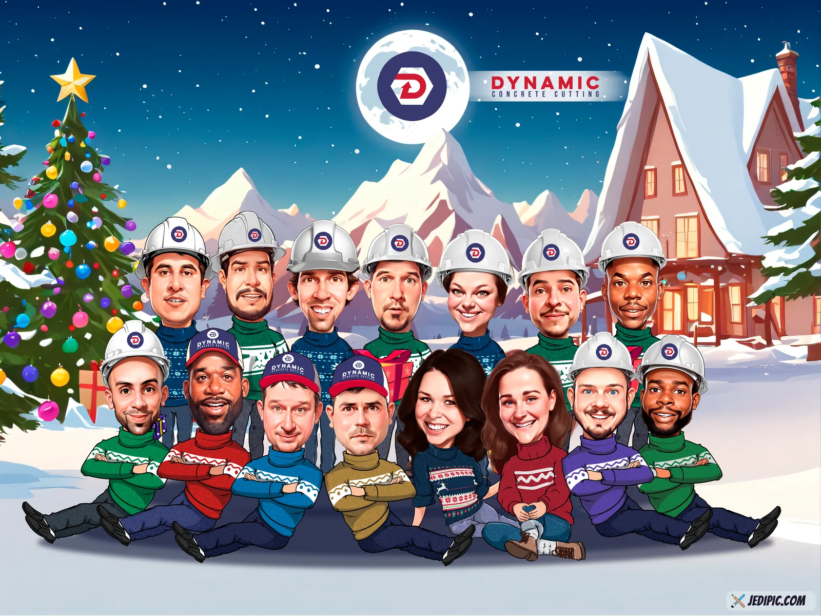 Custom Corporate Team Caricature from Photo - Retail Store Store Anniversary Gift