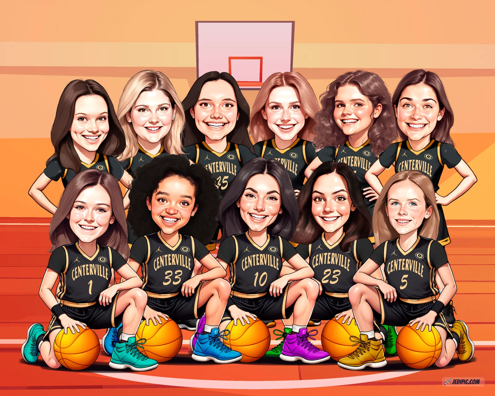 Custom Basketball Caricature from Photo - Baller Basketball Gift — Design 2