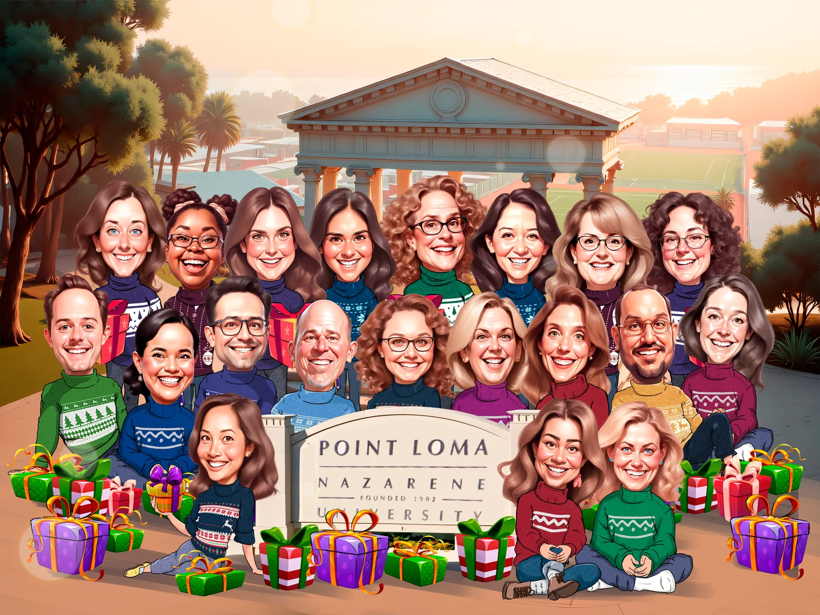 Custom Corporate Team Caricature from Photo — Personalized Office Squad Portrait Boss Appreciation Group Gift