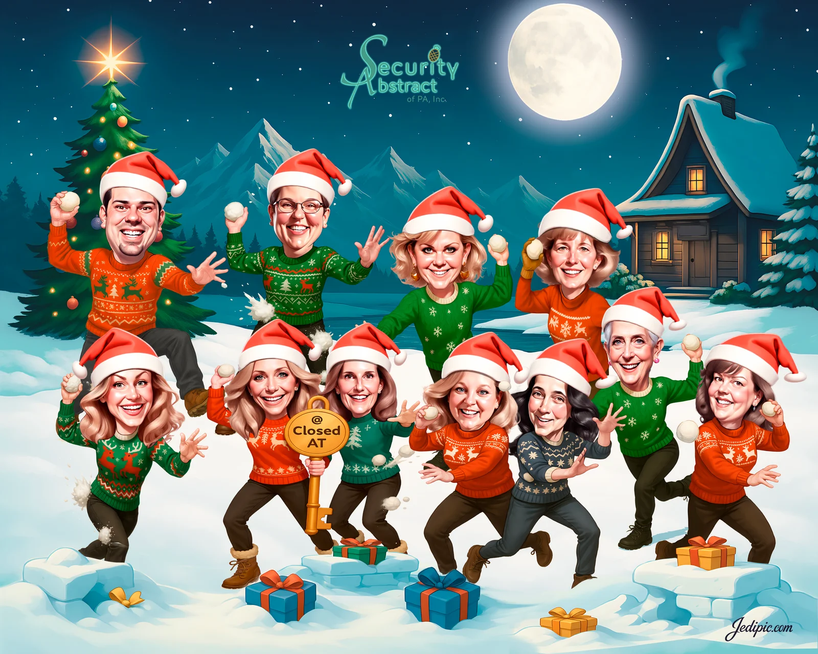Custom Corporate Team Caricature from Photo — Personalized Business Group Portrait Company Milestone Gift