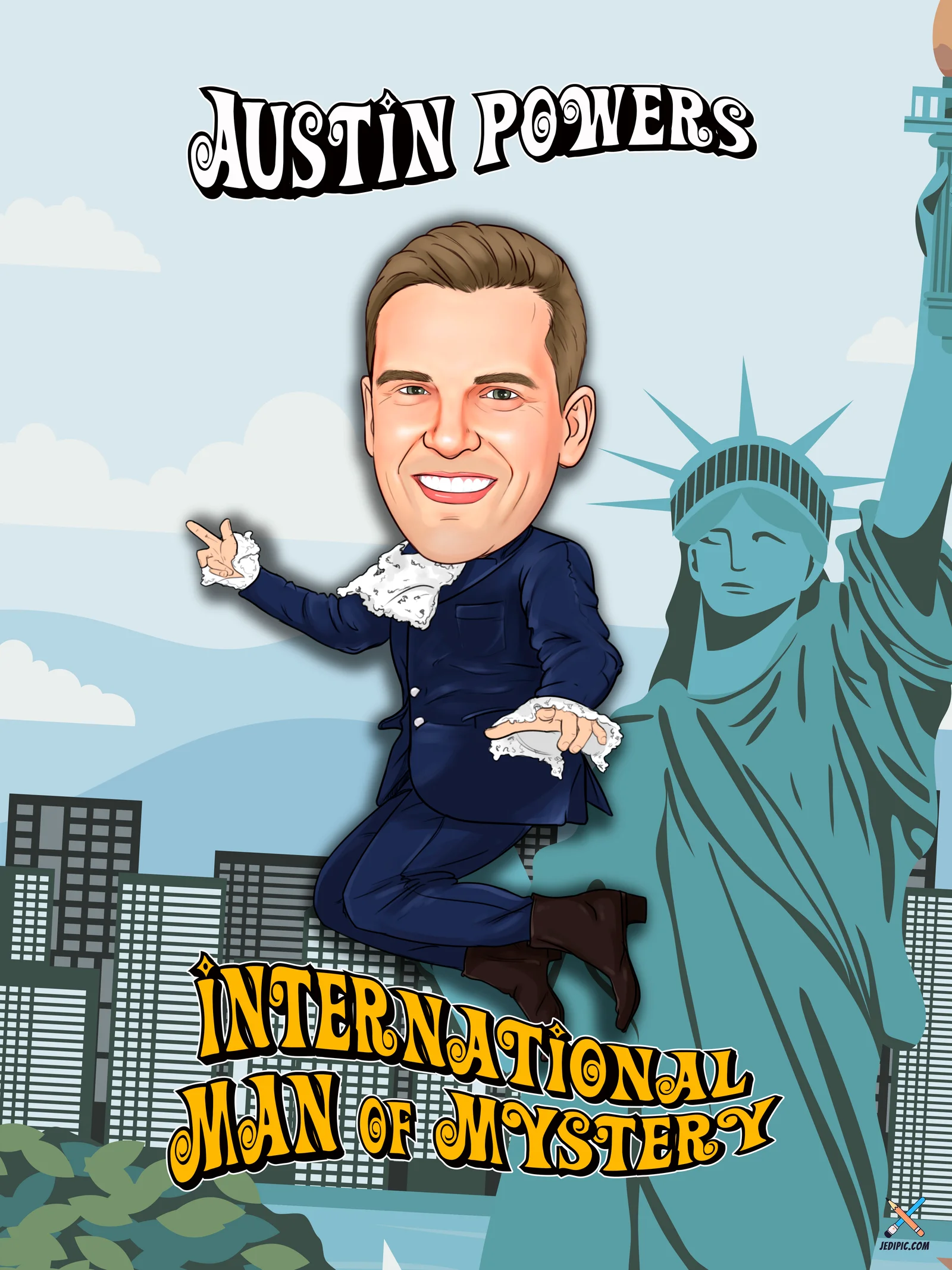 Custom Adult Caricature from Photo — Fun Personalized Portrait Birthday Anniversary Gift with Real Likeness