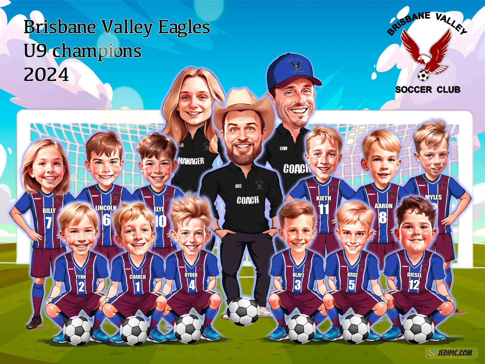 Custom Soccer Caricature from Photo — Personalized Football Player Portrait Team Coach End of Season Gift