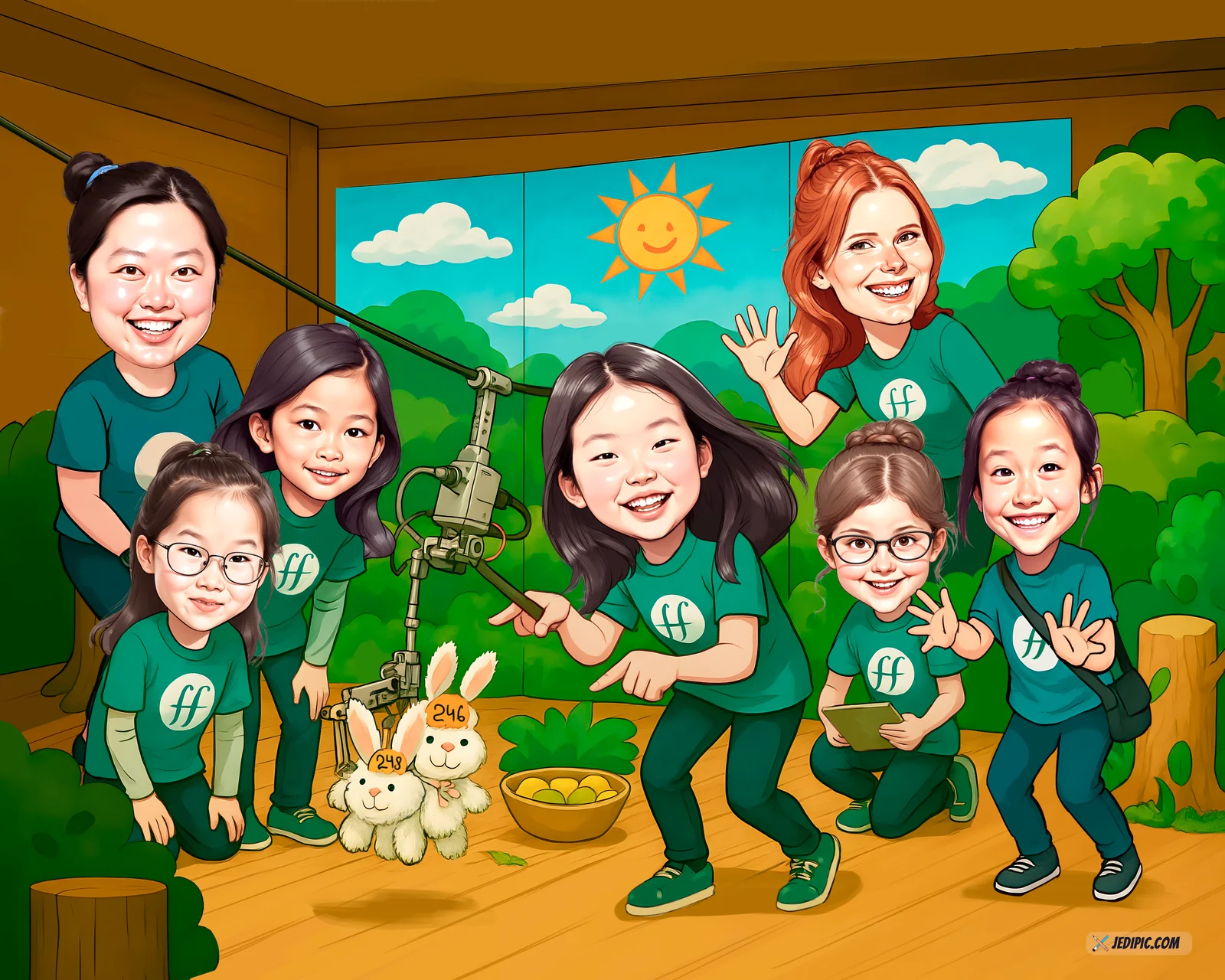 Custom Friends Group Caricature from Photo — Personalized Squad Portrait Birthday Reunion Best Friends Gift