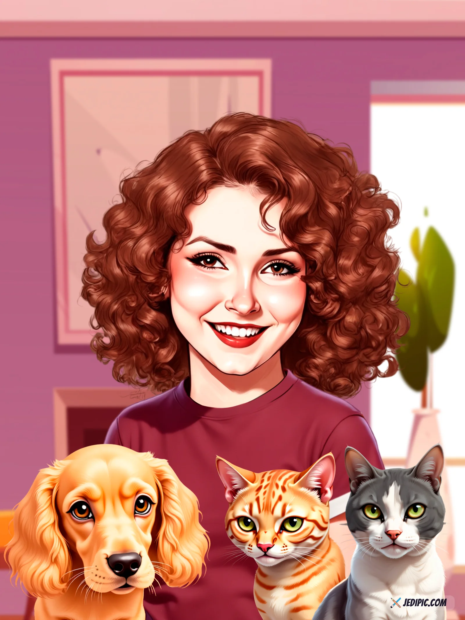 Custom Pet Owner Caricature from Photo — Personalized Portrait with Dog Cat Companion Birthday Pet Lover Gift