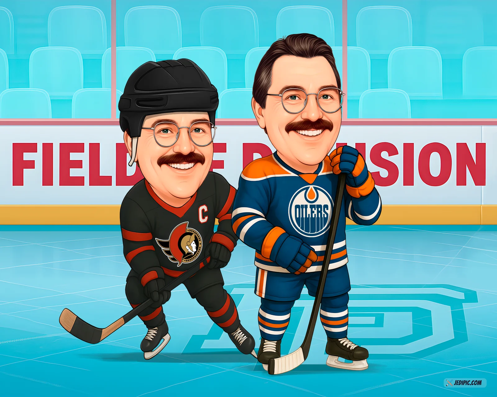 Custom Hockey Caricature from Photo — Personalized Ice Hockey Player Portrait Coach Team Fan Season Gift