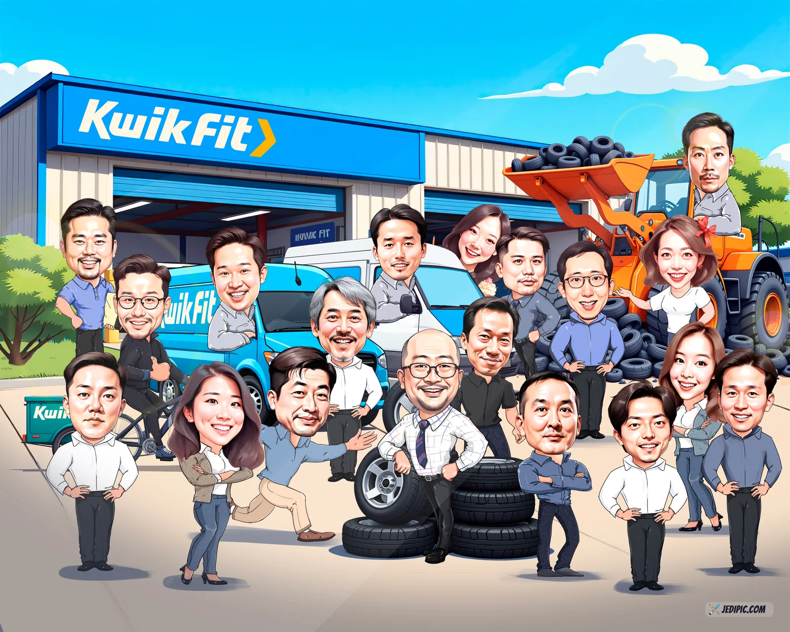 Custom Corporate Team Caricature from Photo — Personalized Coworker Group Portrait Leadership Team Milestone Gift