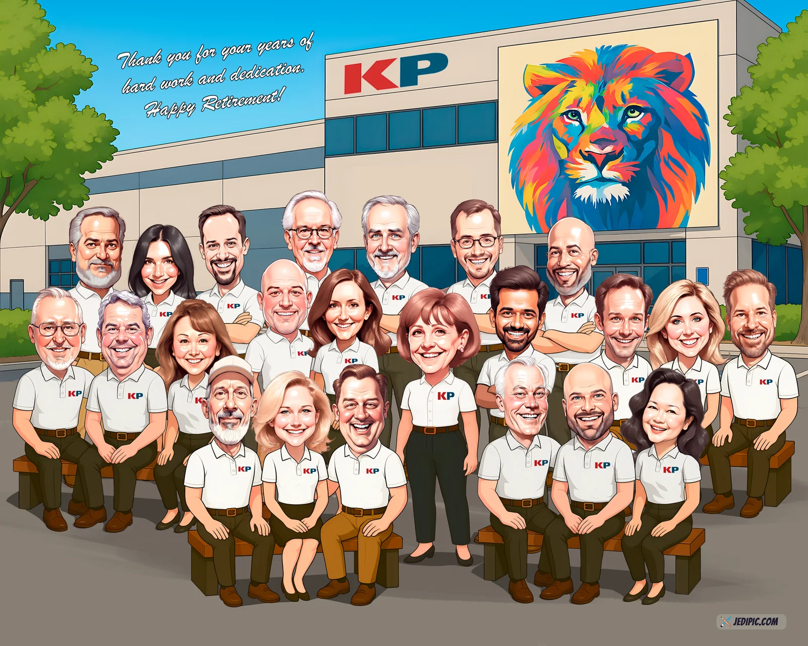 Custom Retirement Caricature from Photo — Personalized Retiree Portrait Colleague Send-Off Career Celebration Gift