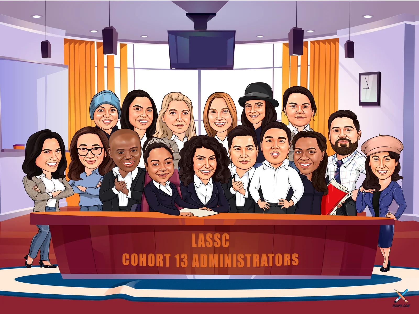 Custom Corporate Team Caricature from Photo — Personalized Office Group Portrait Business Anniversary Wall Gift