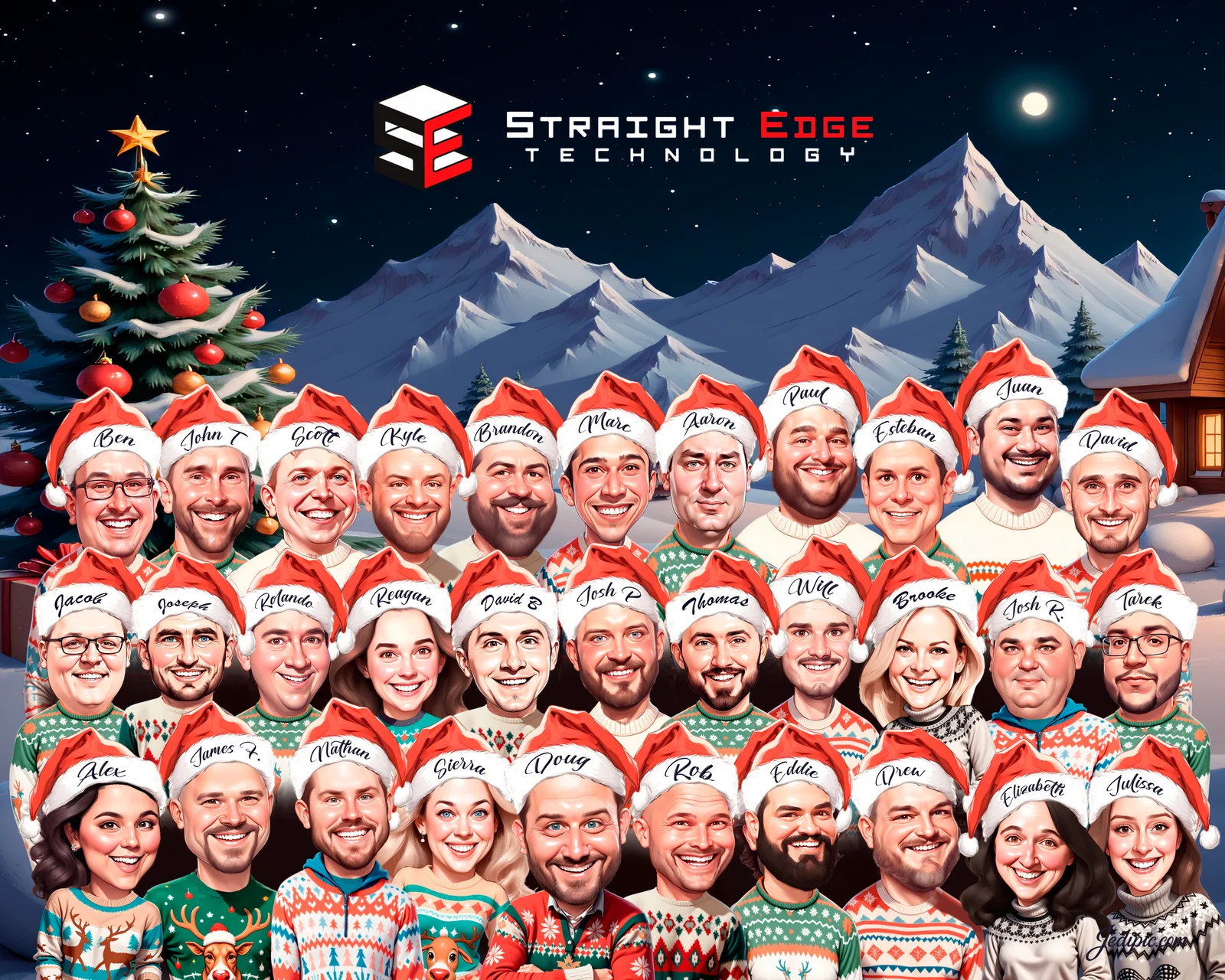 Custom Corporate Team Caricature from Photo — Personalized Business Group Portrait Startup Milestone Founder Gift