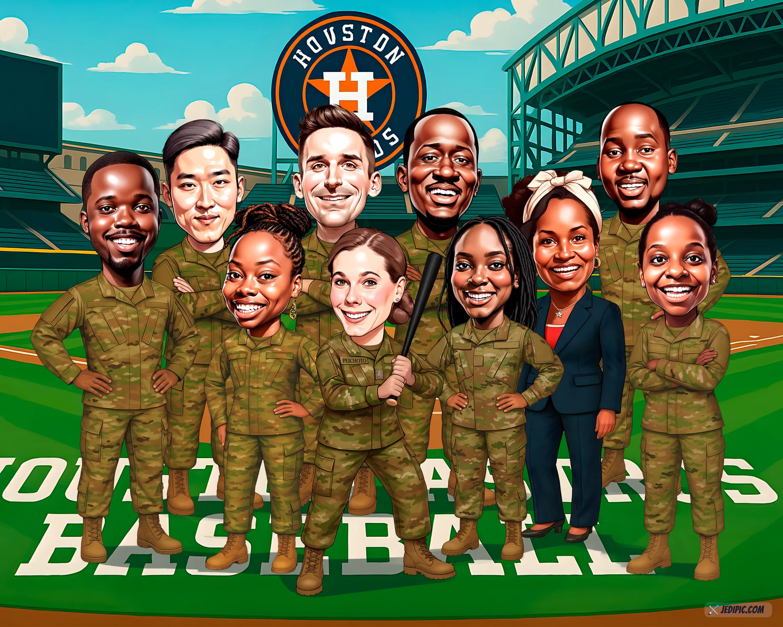 Custom Army Caricature from Photo — Personalized Soldier Portrait Uniform Deployment Homecoming Veteran Gift