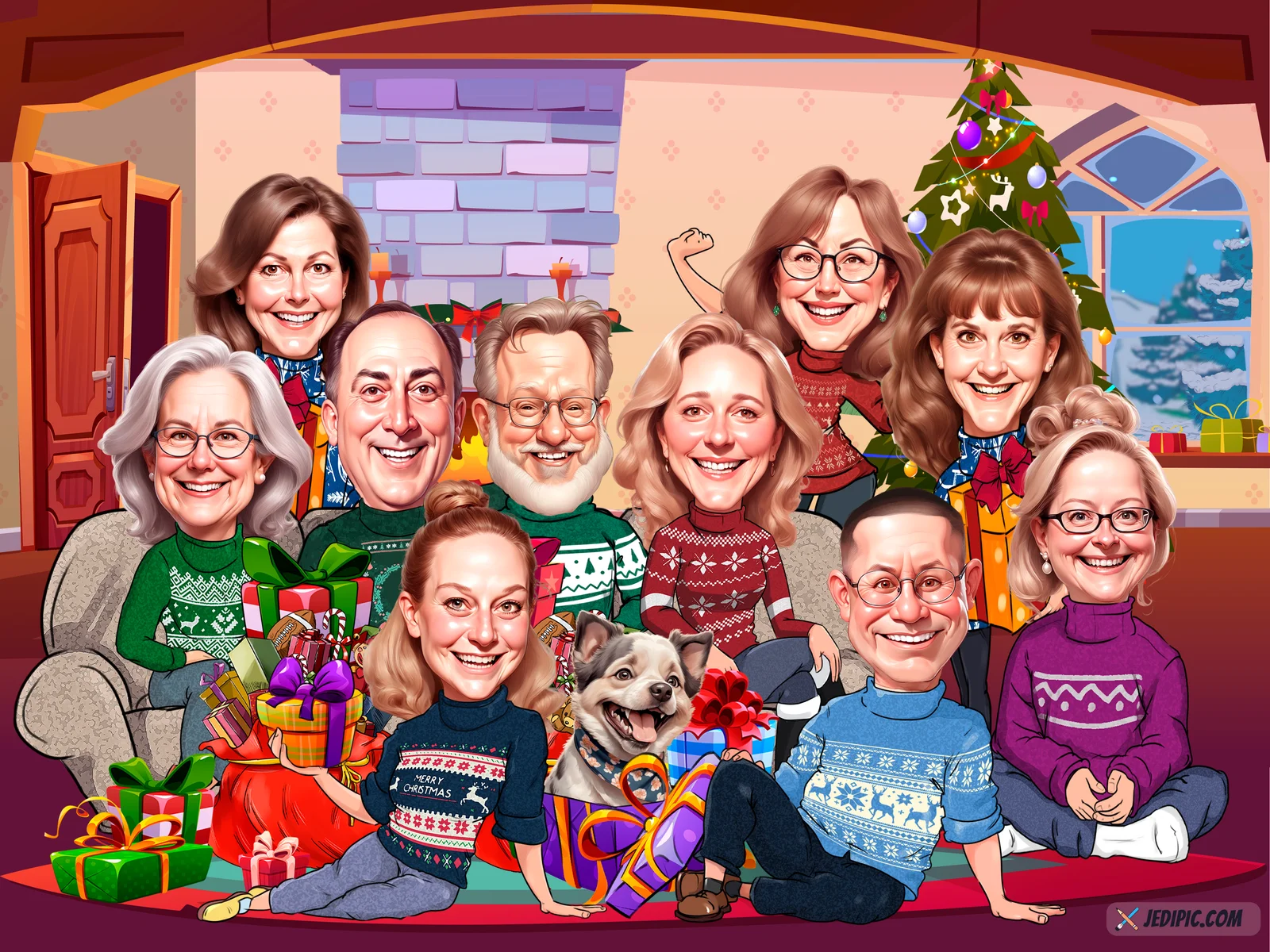 Custom Corporate Team Caricature from Photo — Personalized Business Squad Portrait Executive Leadership Gift