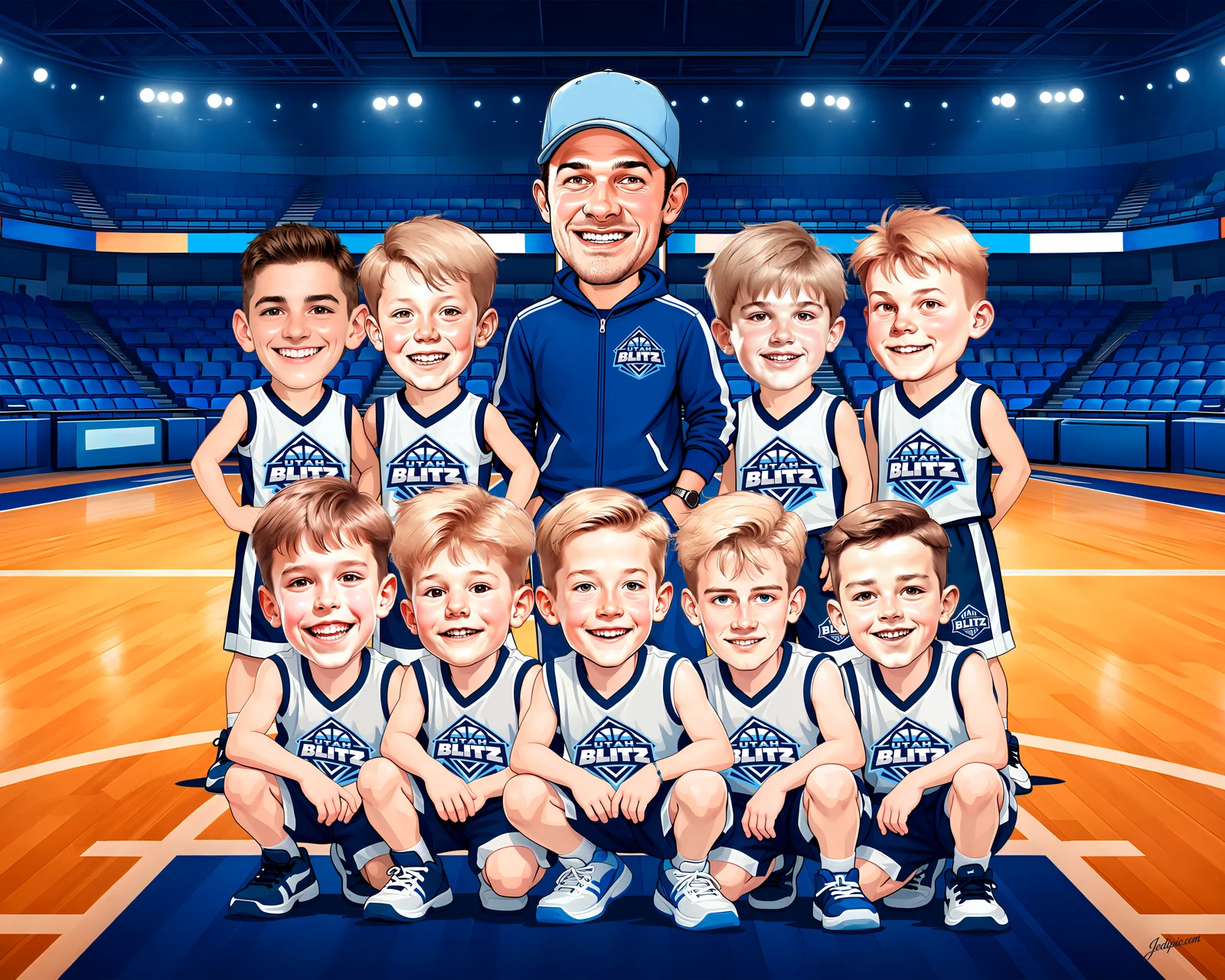 Custom Basketball Caricature from Photo — Personalized Player Portrait Signature Jersey Coach Season Award Gift