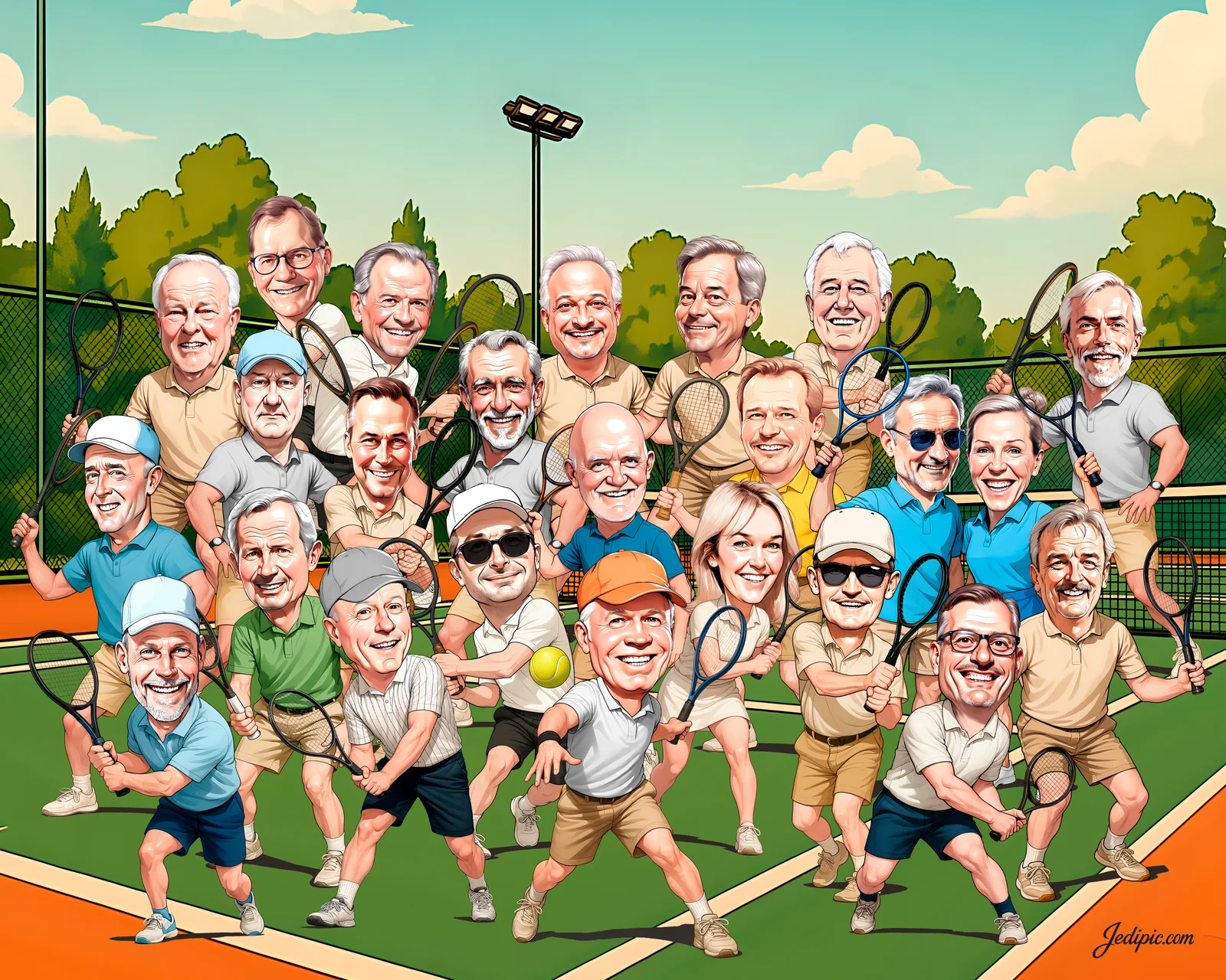 Custom Tennis Caricature from Photo — Personalized Player Portrait Coach Club Championship Anniversary Sport Gift