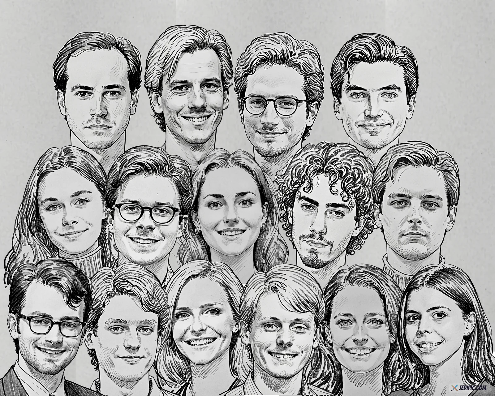 Custom Friends Caricature from Photo — Personalized Group Portrait Squad Reunion Housewarming Birthday Wall Gift