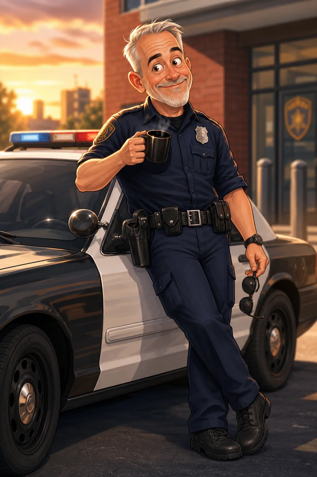 Custom Police Caricature from Photo — Personalized Officer Portrait Badge Uniform Precinct Farewell Retirement Gift