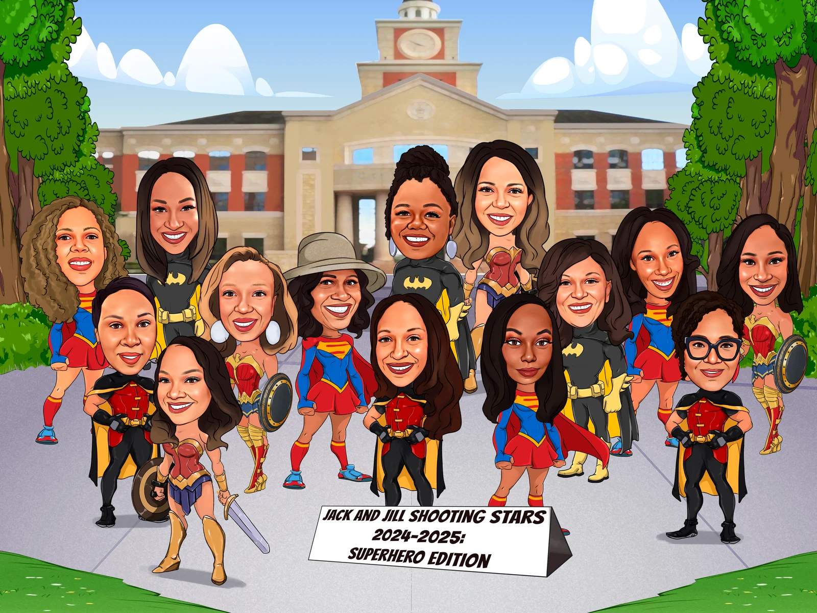 Custom Marvel Style Hero Cape Portrait Caricature from Photo — Hand Drawn Personalized Digital Portrait Gift