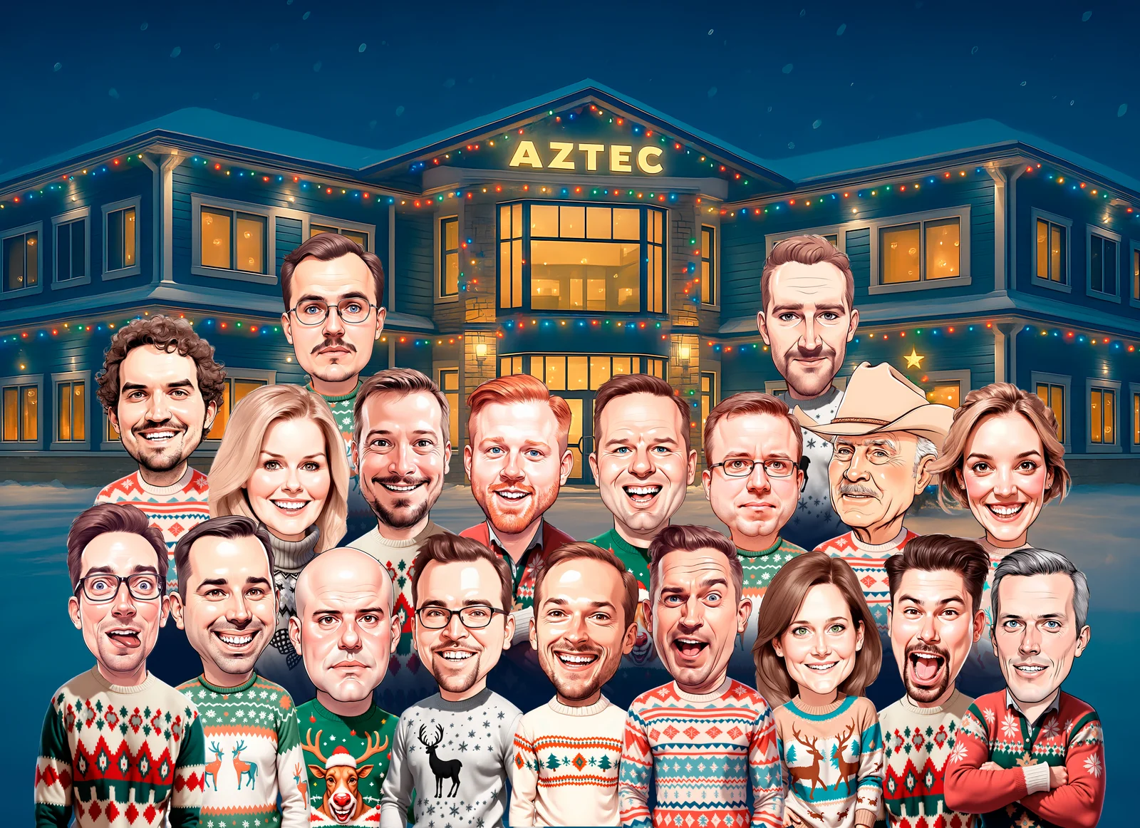 Custom Company Team Portrait Caricature from Photo — Hand Drawn Personalized Digital Portrait Gift