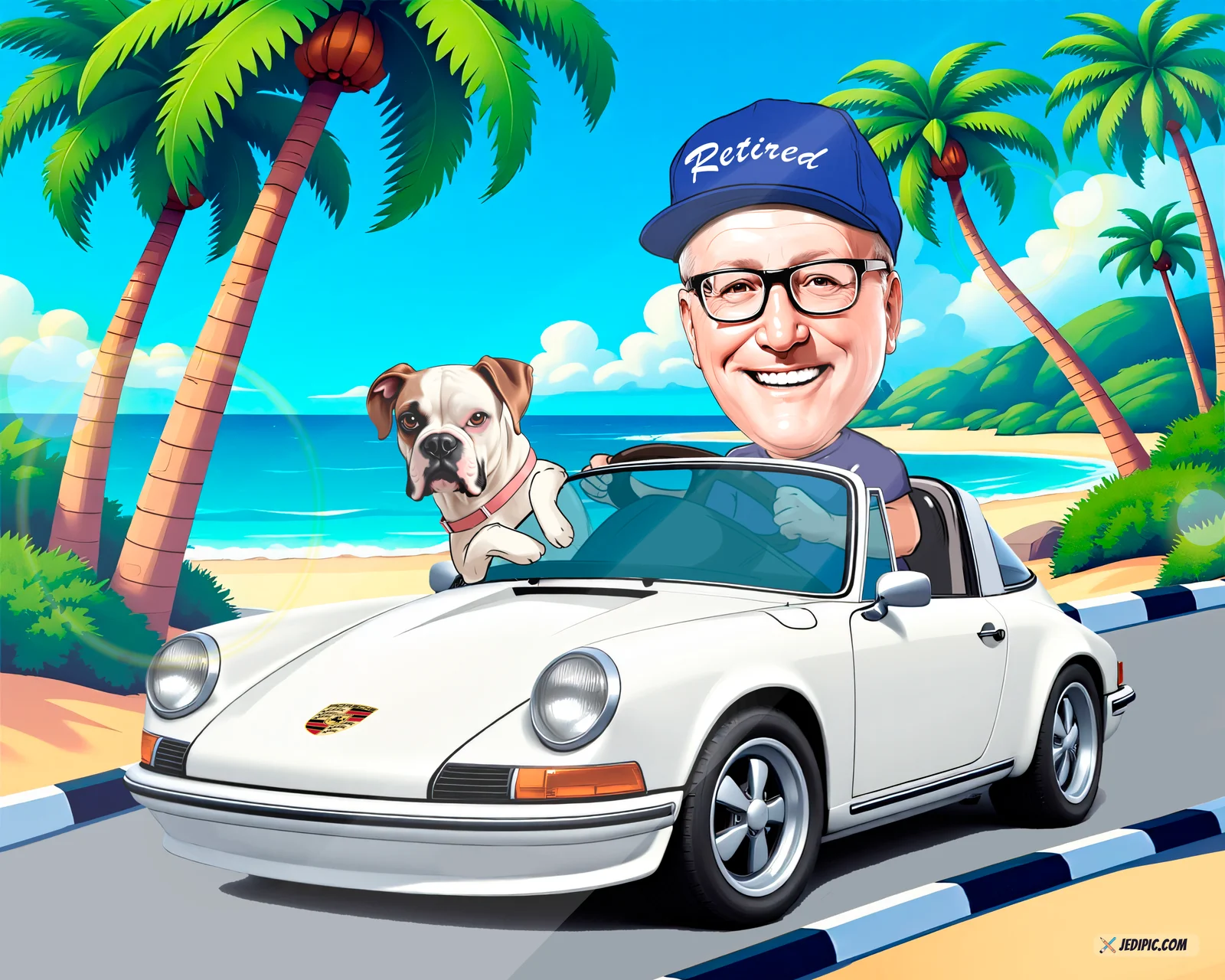 Custom Retirement Party Portrait Caricature from Photo — Hand Drawn Personalized Digital Portrait Gift