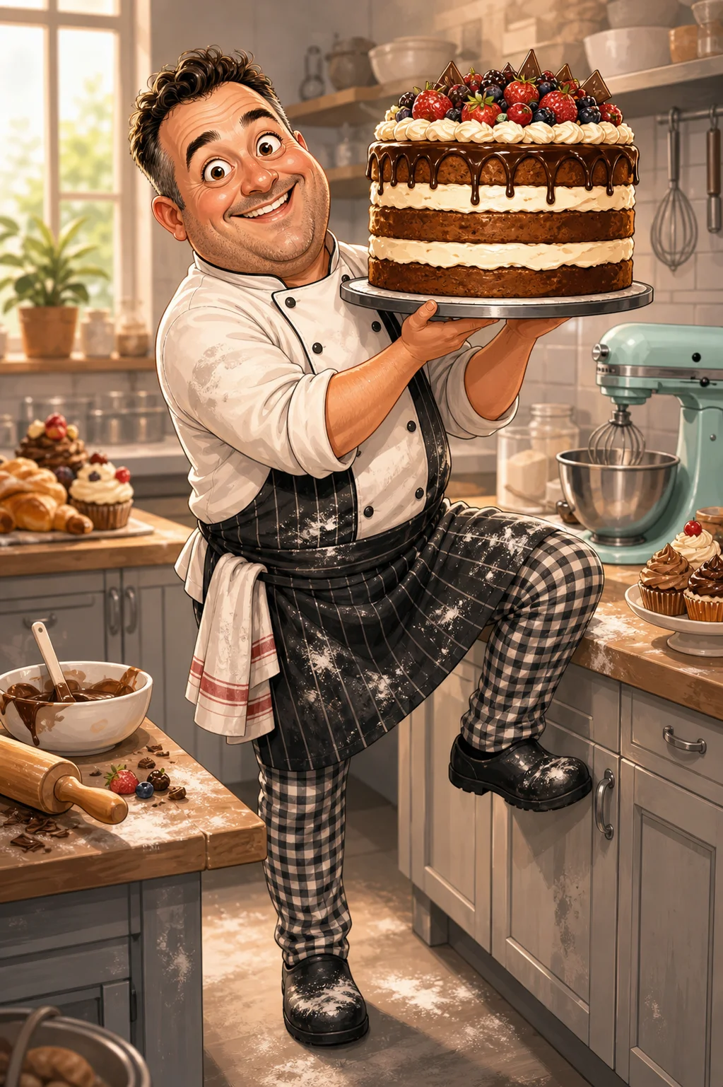 Custom Chef Kitchen Portrait Caricature from Photo — Hand Drawn Personalized Digital Portrait Gift