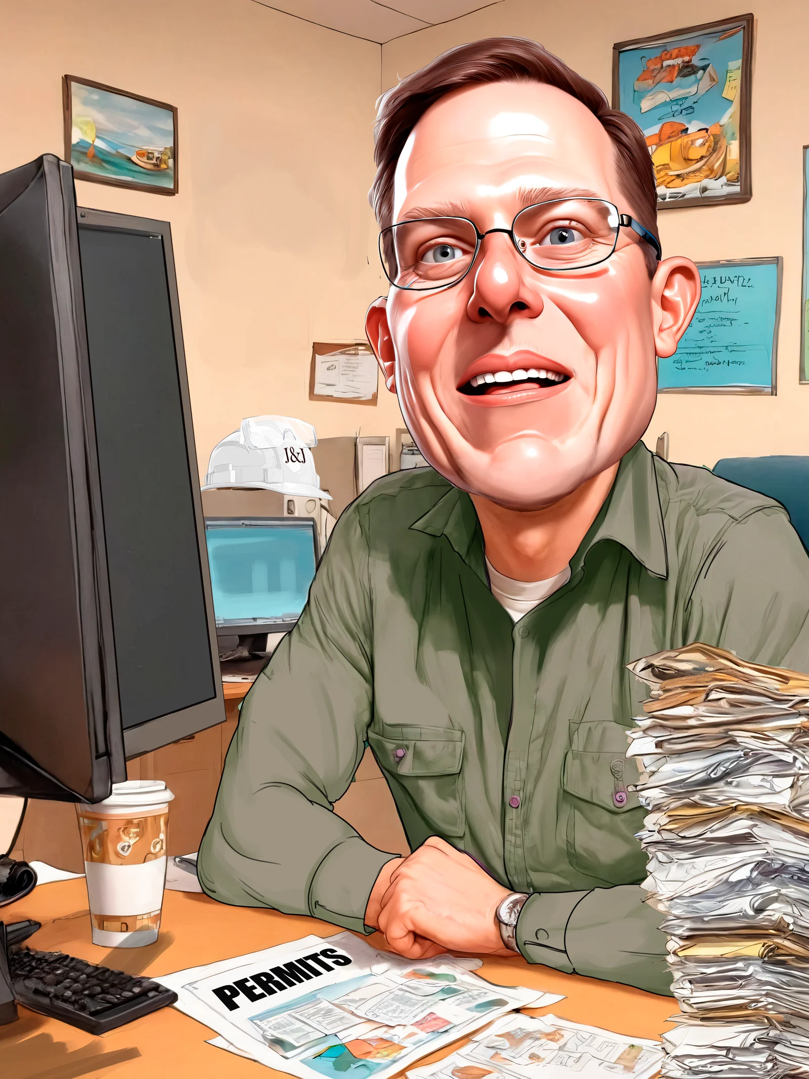 Custom Workplace Hero Portrait Caricature from Photo — Hand Drawn Personalized Digital Portrait Gift