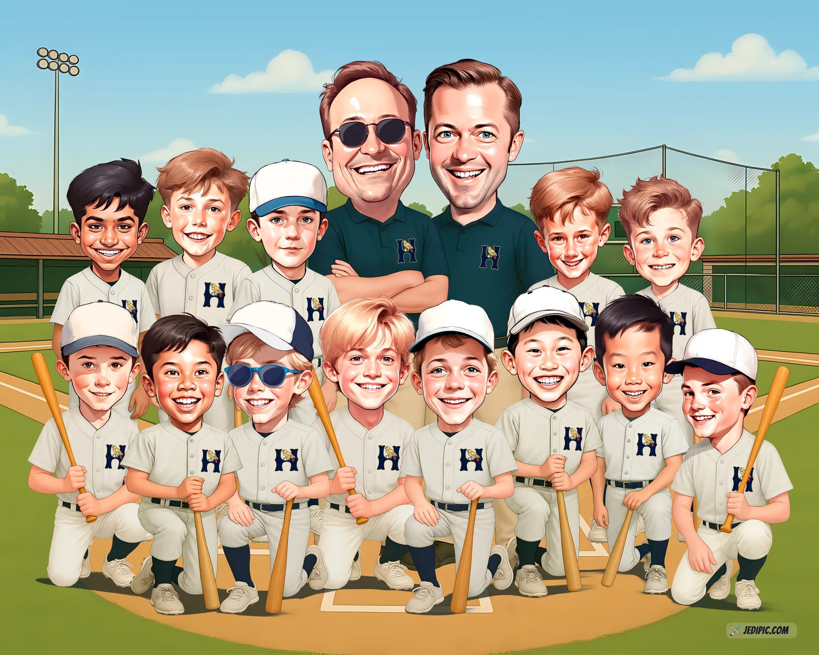 Custom Baseball Player Portrait Caricature from Photo — Hand Drawn Personalized Digital Portrait Gift