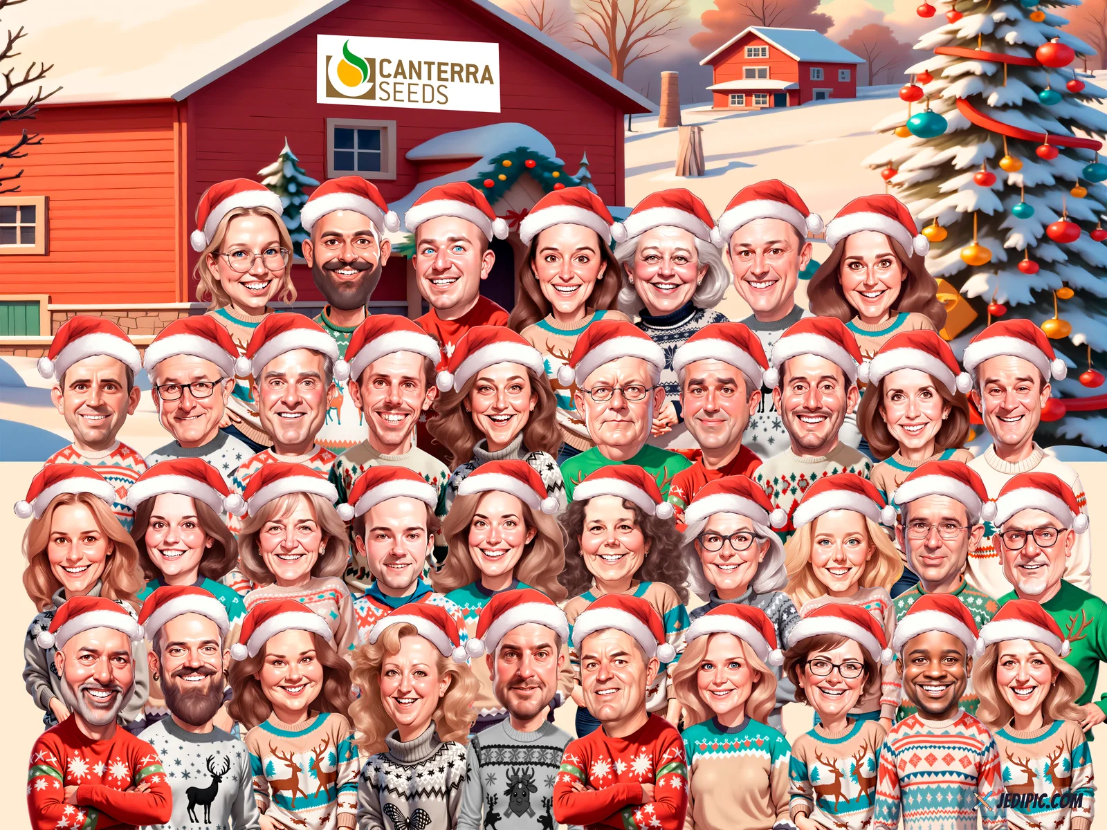 Custom Client Services Team Portrait Caricature from Photo — Hand Drawn Personalized Digital Portrait Gift