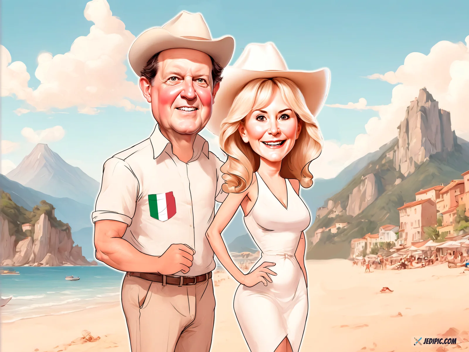 Custom Couple Anniversary Portrait Caricature from Photo — Hand Drawn Personalized Digital Portrait Gift