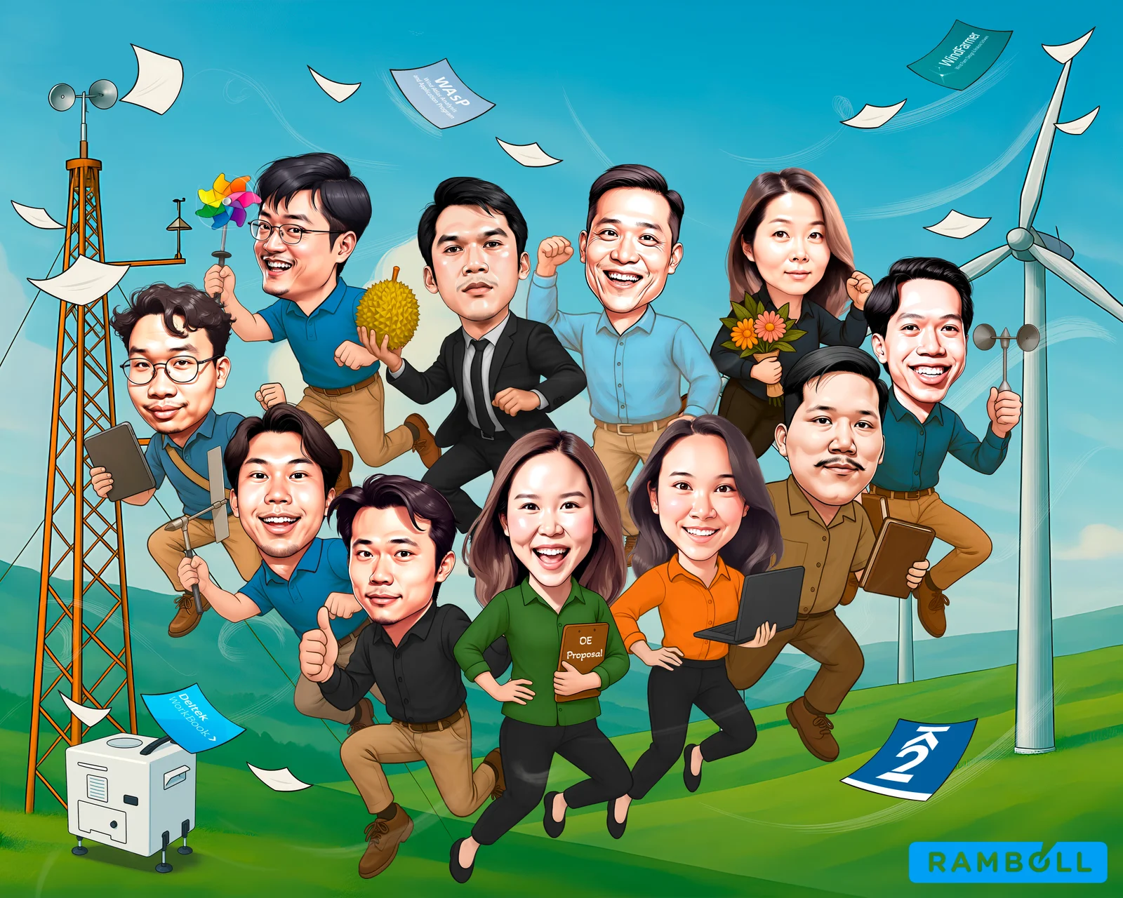 Custom Small Office Team Portrait Caricature from Photo — Hand Drawn Personalized Digital Portrait Gift