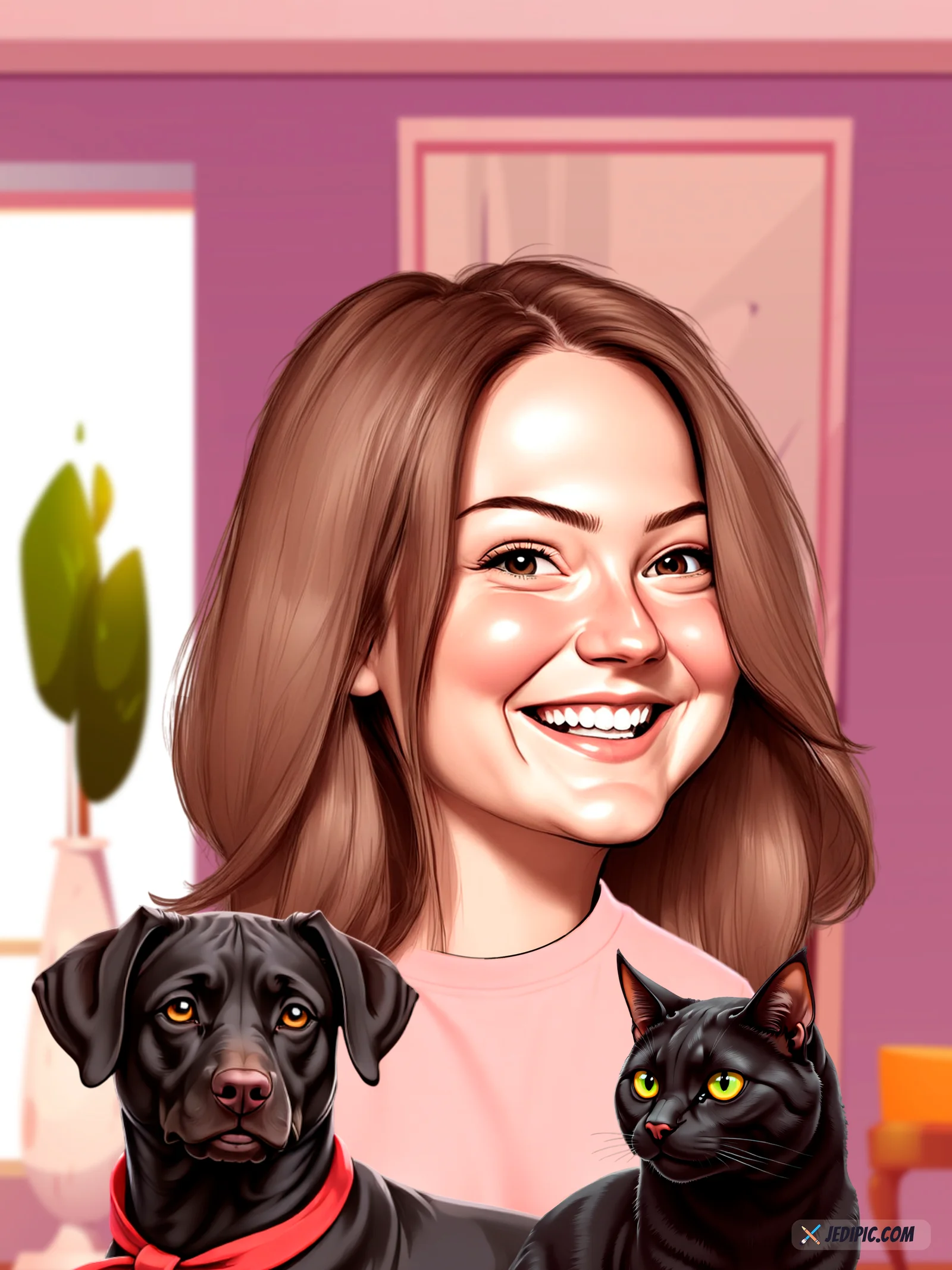 Custom Pet and Owner Duo Portrait Caricature from Photo — Hand Drawn Personalized Digital Portrait Gift