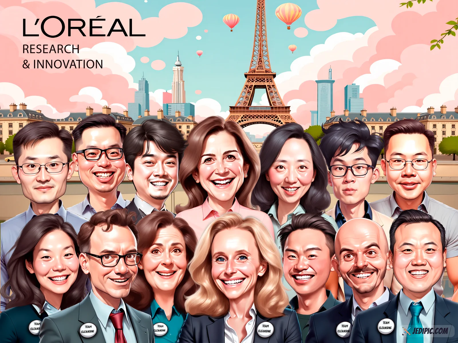 Custom Consulting Firm Team Portrait Caricature from Photo — Hand Drawn Personalized Digital Portrait Gift