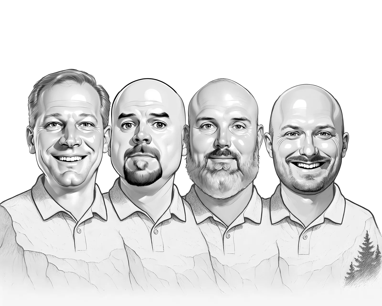 Custom Best Friends Group Hangout Portrait Caricature from Photo — Hand Drawn Personalized Digital Portrait Gift — Design 2