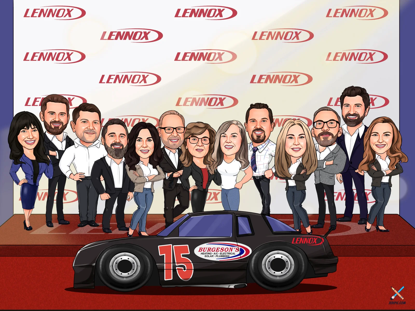 Custom Executive Assistant Team Caricature from Photo — Hand Drawn Personalized Digital Portrait Gift
