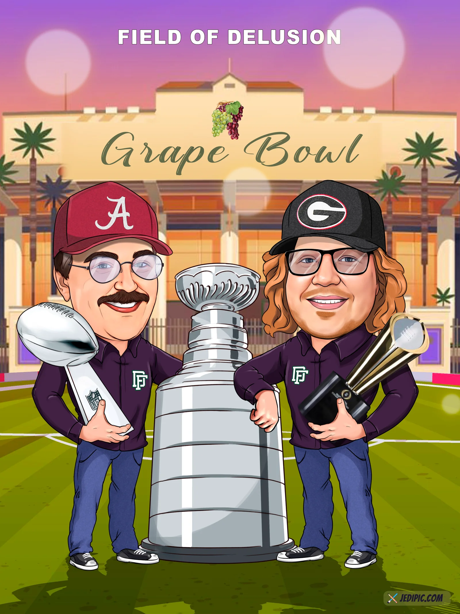 Custom Gridiron Athlete Portrait Caricature from Photo — Hand Drawn Personalized Digital Portrait Gift