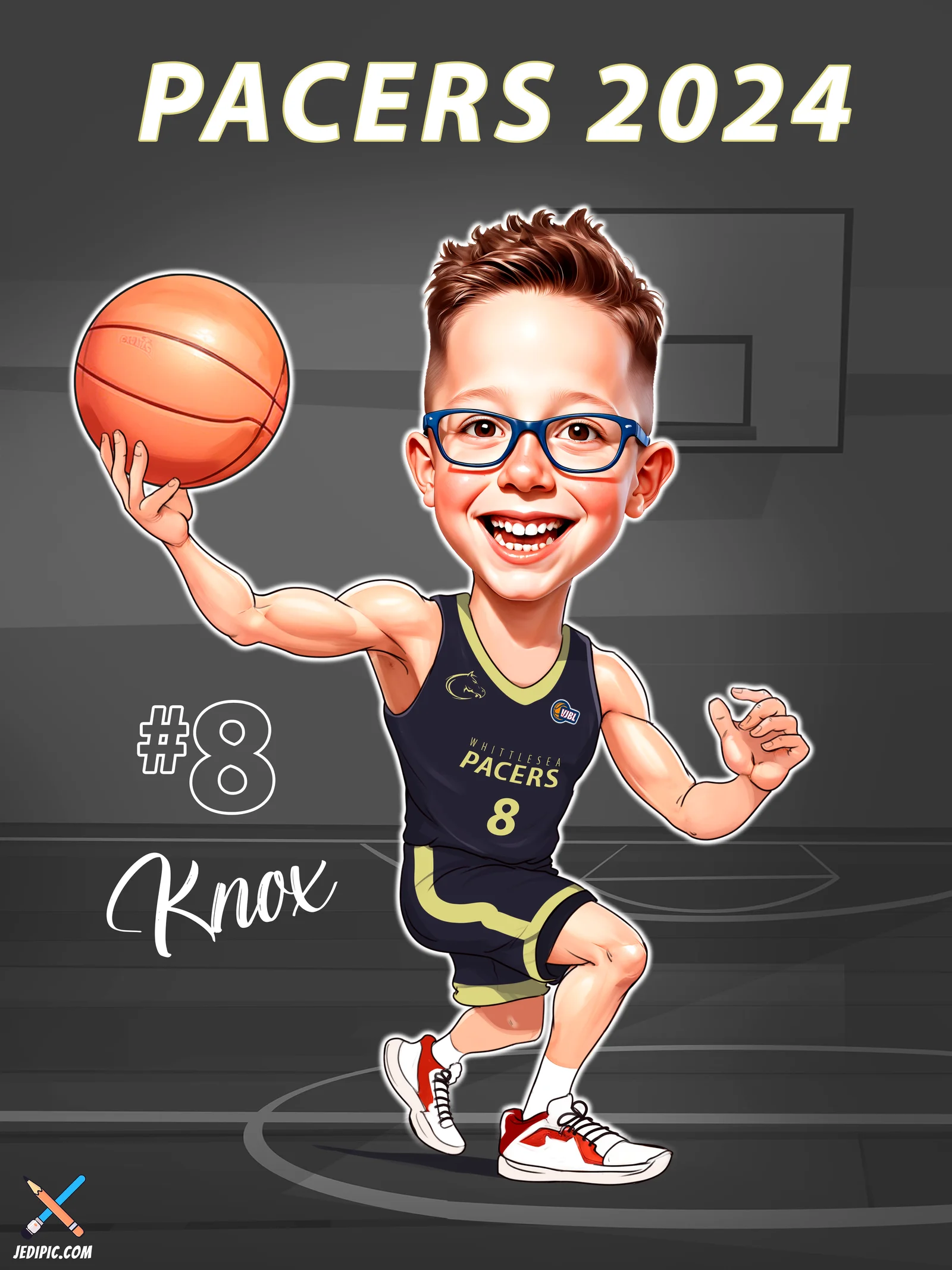 Custom Basketball Caricature from Photo — Slam Dunk Court Personalized Portrait Gift