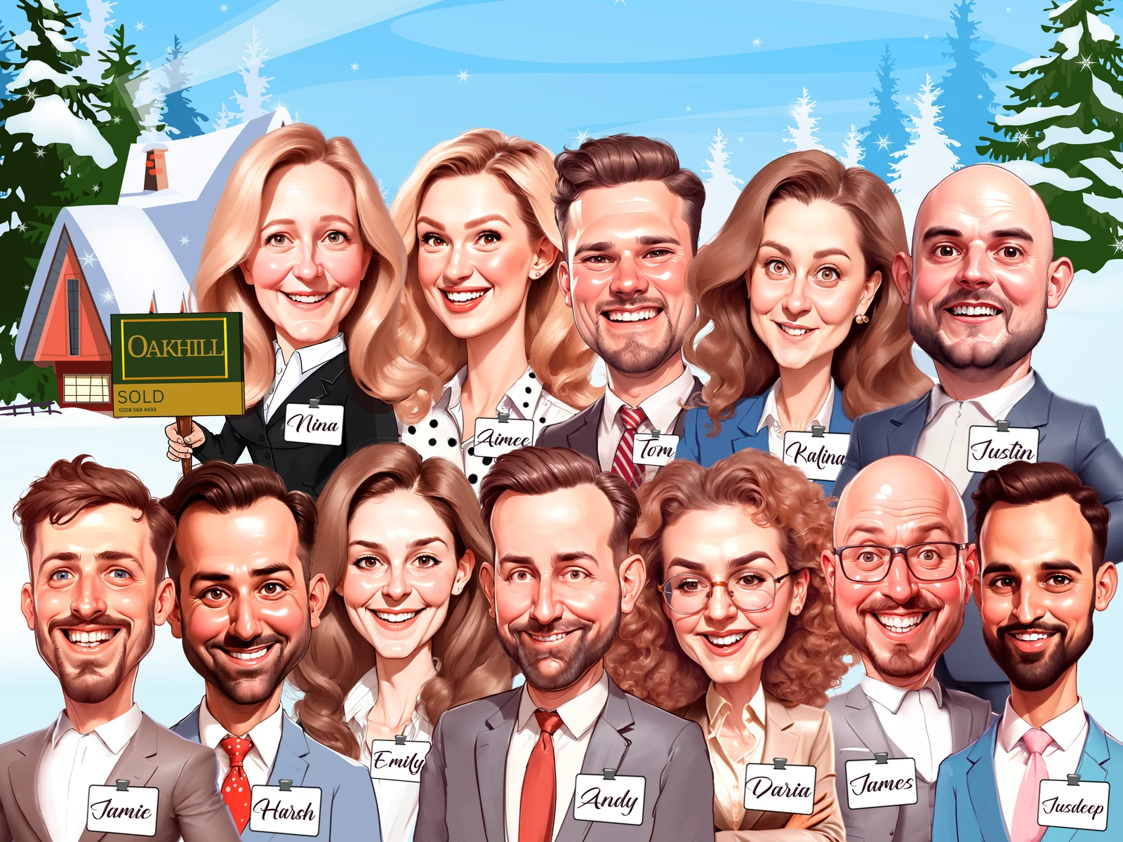 Custom Realtor Caricature from Photo — Sold Sign Personalized Portrait Gift