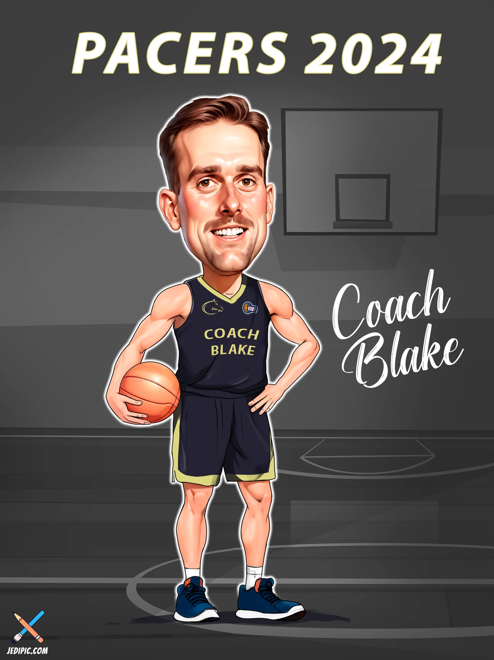 Custom Coach Caricature from Photo — End Of Season Personalized Portrait Gift