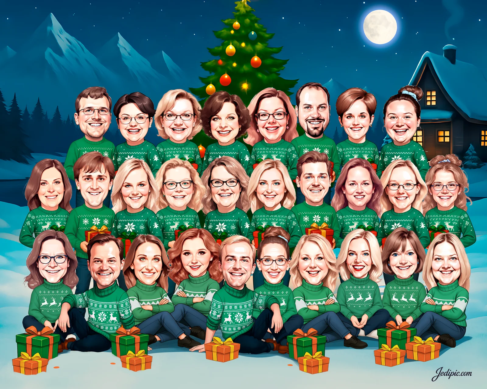 Custom Corporate Team Caricature from Photo — Office Crew Personalized Portrait Gift