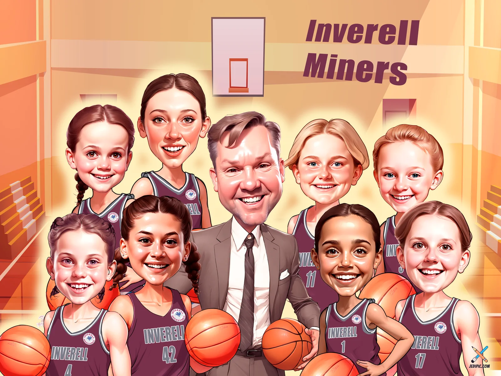 Custom Basketball Caricature from Photo — Fast Break Hoops Personalized Portrait Gift