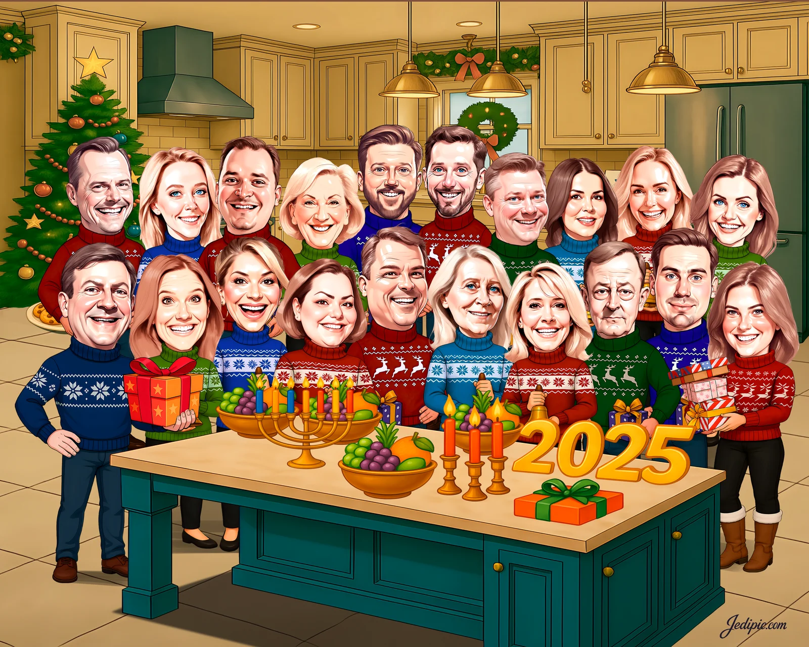 Custom Family Caricature from Photo — Family Portrait Personalized Portrait Gift